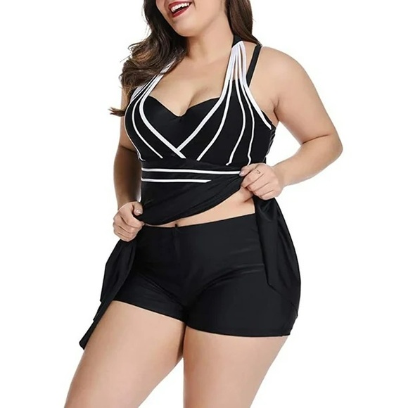 Womens Two Piece Tummy Control Swimdress Plus Size Skirtini CoverUp Swimsuit XXL - Picture 5 of 5